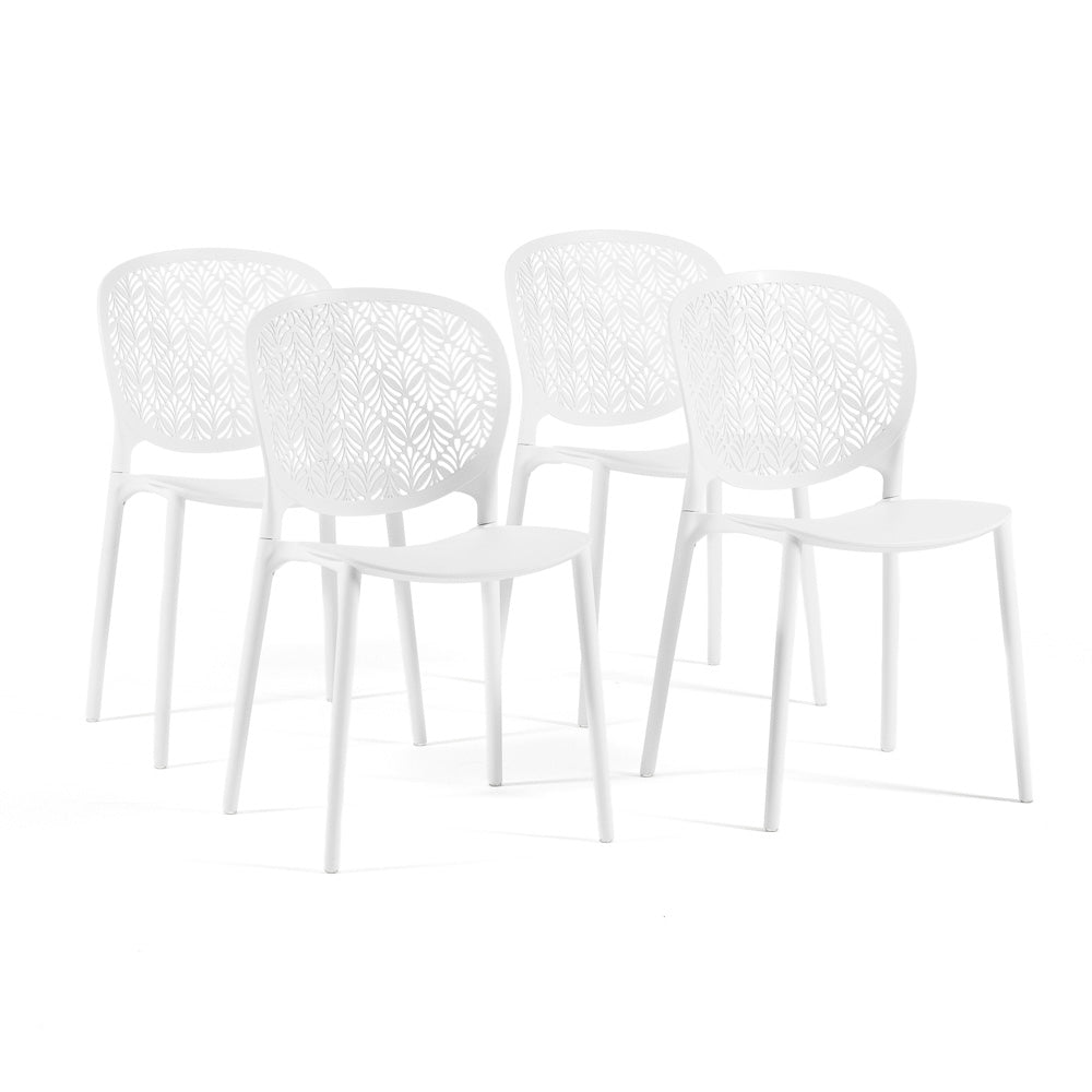 Lulù – sedia da esterno in polipropilene dal design decorativo, colore bianco