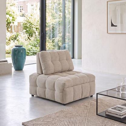 Flow – poltrona imbottita in bouclé con seduta regolabile