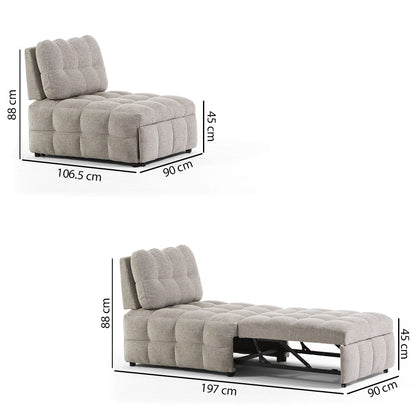 Flow – poltrona imbottita in bouclé con seduta regolabile