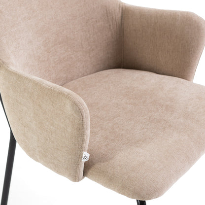 Rachele – Poltroncina in tessuto con gambe in metallo
