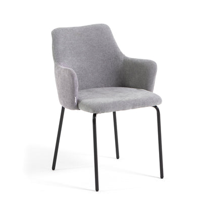 Rachele – Poltroncina in tessuto con gambe in metallo