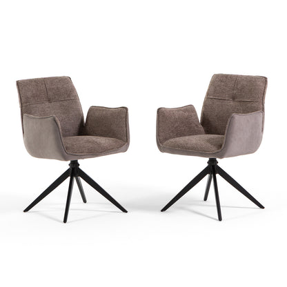 Evelyn – Poltroncina in doppio tessuto con gambe in metallo, colore tortora, tipo di tessuto velluto