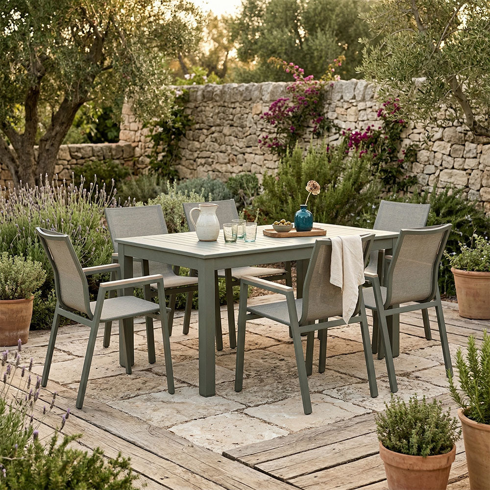 GARTEN-SET ALVARO AUSZIEHBAR + 6 DEVA