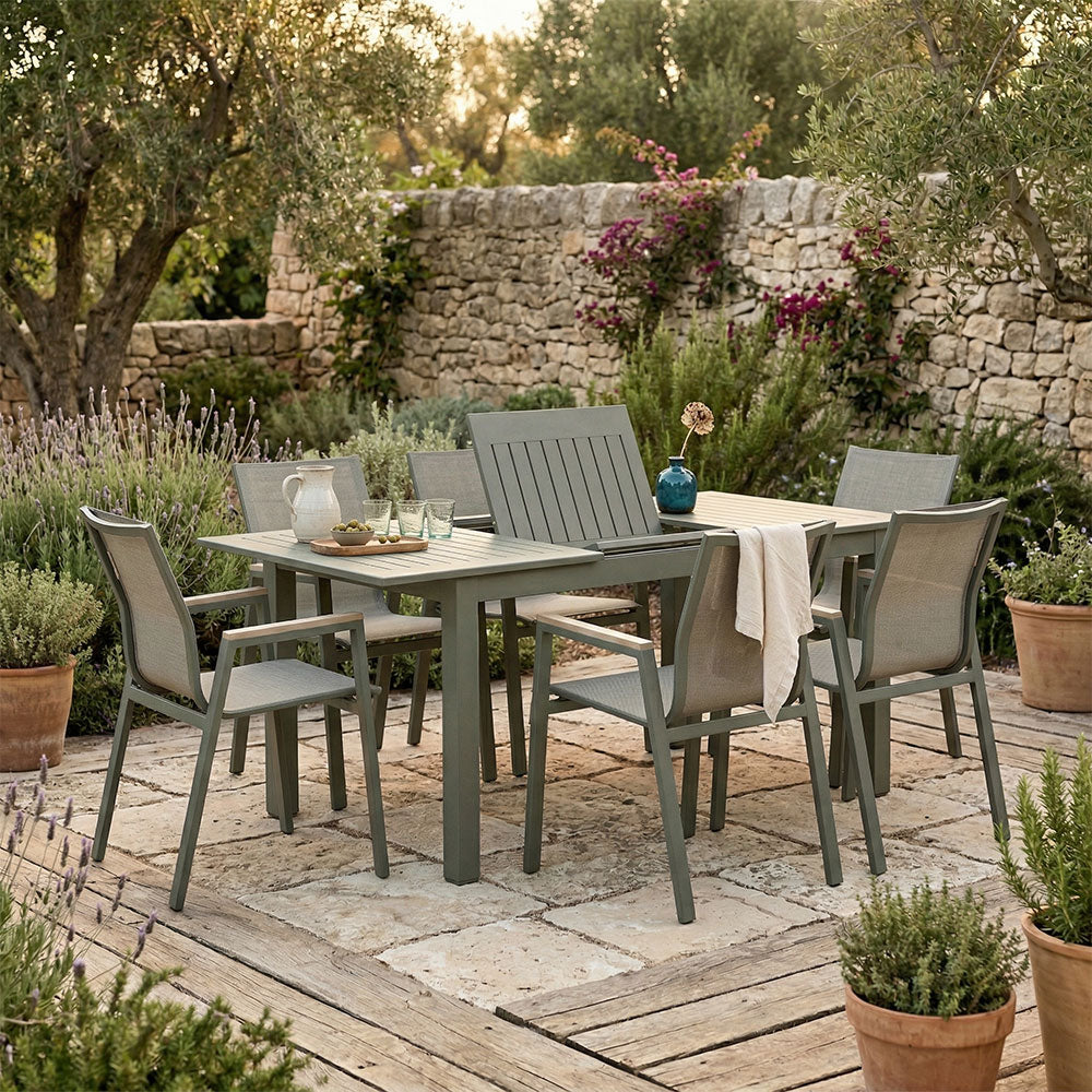 GARTEN-SET ALVARO AUSZIEHBAR + 6 DEVA