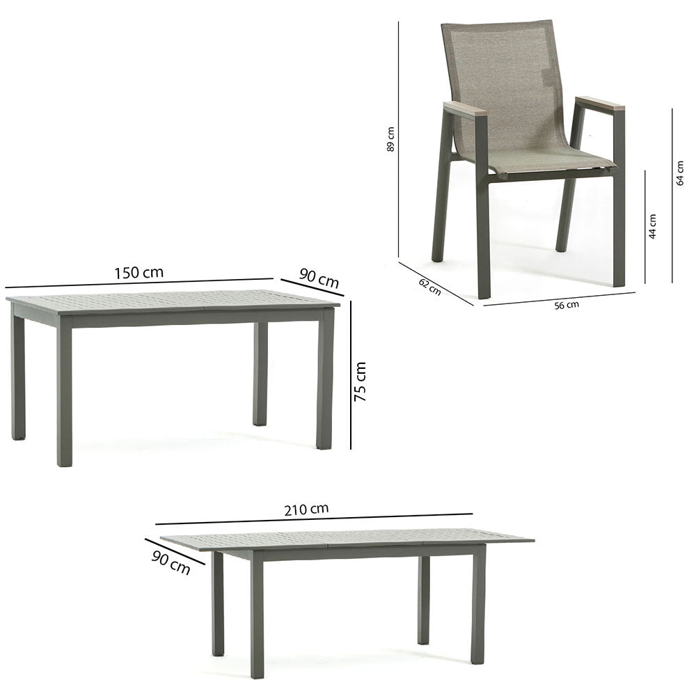 GARTEN-SET ALVARO AUSZIEHBAR + 6 DEVA