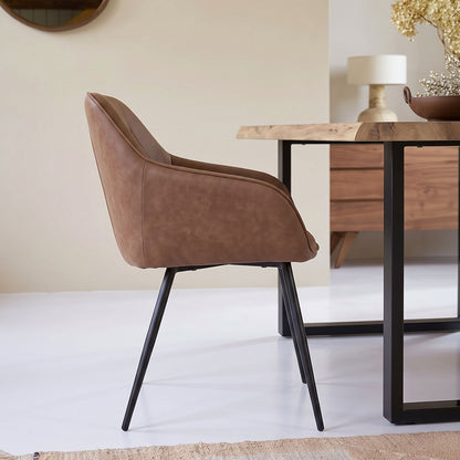 Sibilla – Poltroncina in ecopelle con gambe in acciaio nero