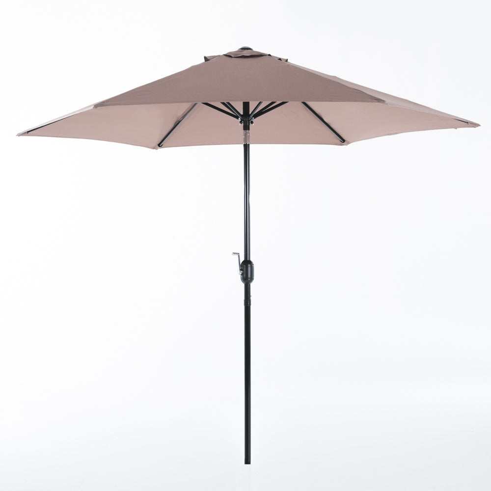 Levante – ombrellone esagonale da giardino 270 cm con manovella, colore tortora