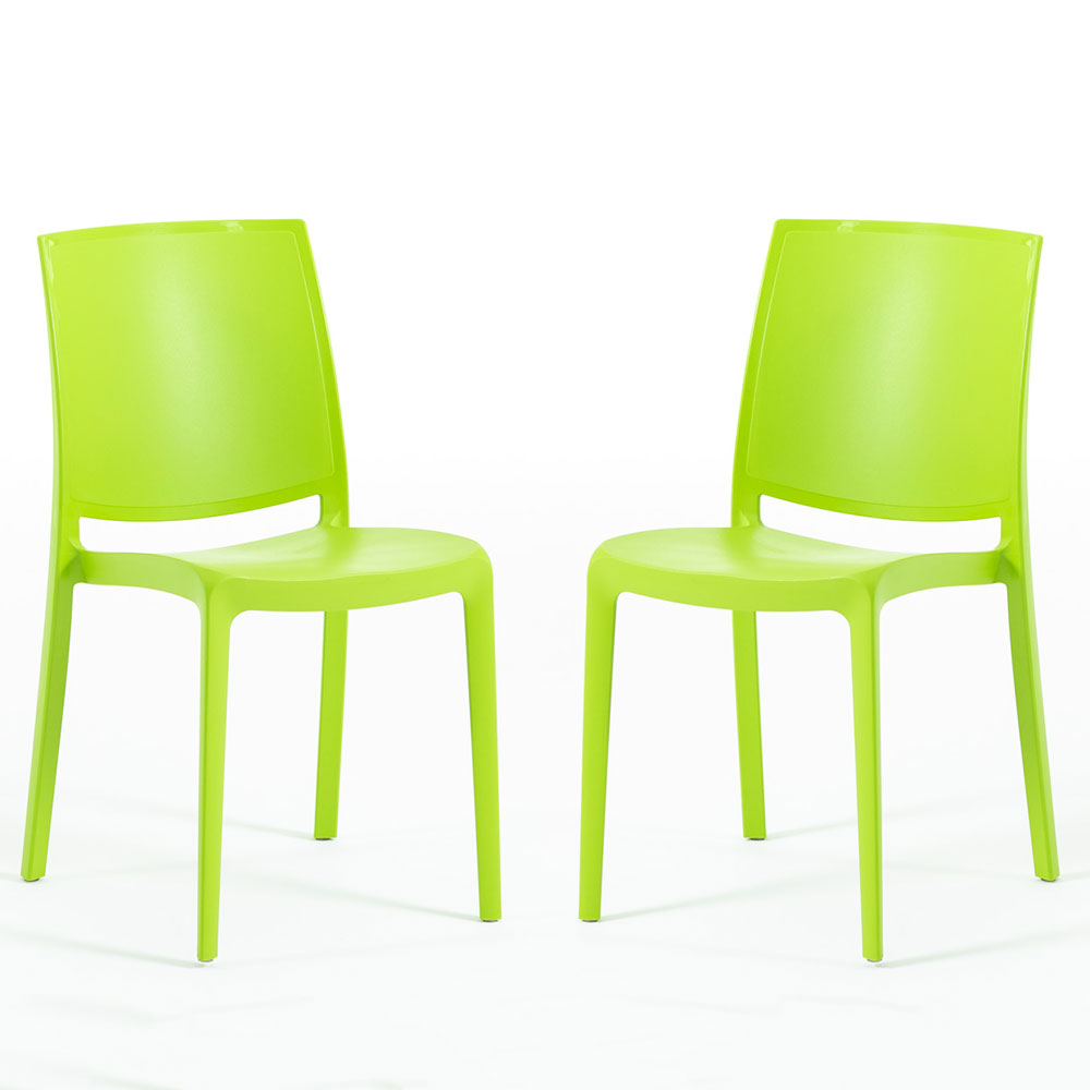 Carmen – sedia in polipropilene dal design lineare, colore lime