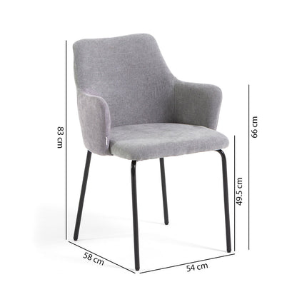 Rachele – Poltroncina in tessuto con gambe in metallo